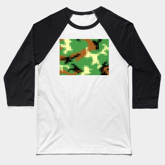 Pixelated Army Camouflage Design Baseball T-Shirt by DankFutura